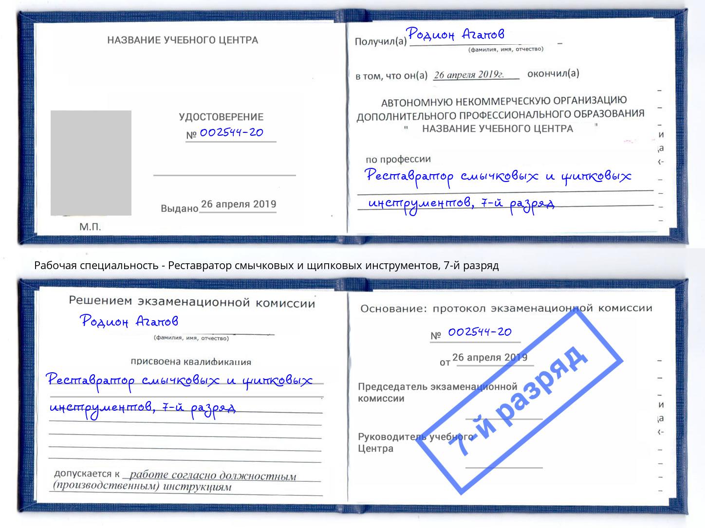 корочка 7-й разряд Реставратор смычковых и щипковых инструментов Малоярославец